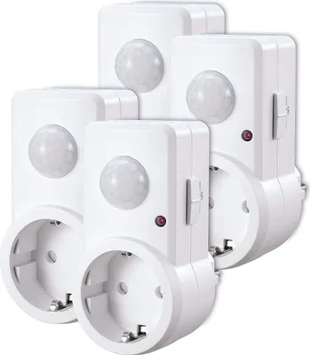 Produktbild von conecto Infrarot-Bewegungsmelder Zwischenstecker CC-IM060 - Innenmontage in Steckdose, weiß, Schutzklasse: IP20, 120° / 9m Arbeitsfeld, 4er Set