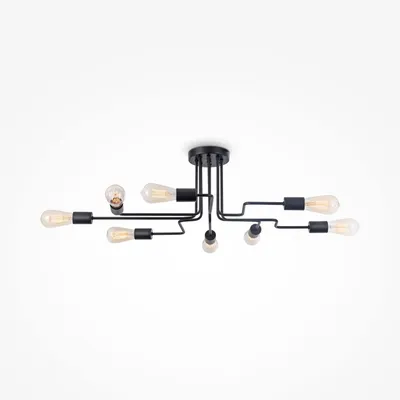 Produktbild von Deckenleuchte Metall E27 Schwarz 8-flammig Retro Deckenlampe