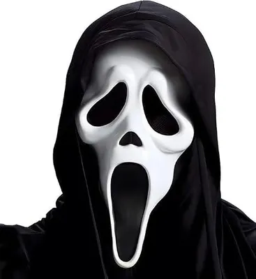 Immagine prodotto di Maschere di Halloween: maschera fantasma con cappuccio, maschera horror, maschera a copertura della testa intera, nei colori bianco e nero. Ideale per Halloween, carnevale, feste a tema, cosplay e feste