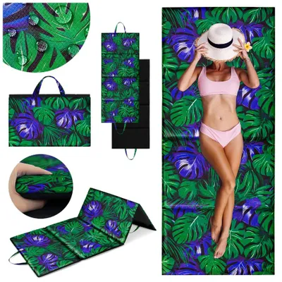 Produktbild von Strandmatte für Steinstrand 180x75x2cm - faltbare, gepolsterte Stranddecke mit Griff - Outdoor Pool Liege – Tropicana