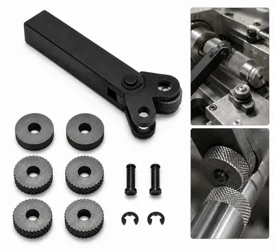 Produktbild von Präzisions Rändelwerkzeug für Metallbearbeitung Drehbank 96Cr Stahl 3 Rändelprofile 0,5–2,0 mm, robust langlebig Werkstatt Tool