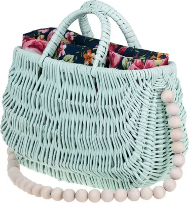 Produktbild von Kleine Korbtasche aus Weide geflochten Flechttasche mit Henkel Damentasche aus Korbgeflecht Schultertasche Strandtasche