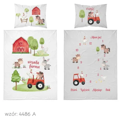 Imagen del producto de Ropa de cama para cuna, 100x135 cm, diseño de tractor y granja, 100% algodón