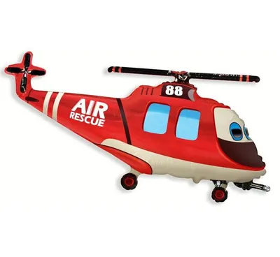 Zdjęcie produktu dla Balon foliowy Helikopter Czerwony na urodziny 35cm