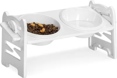 Produktbild von Famanu Katzenfutterstation aus Edelstahl, höhenverstellbar, 2-in-1