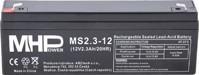 Obrázek produktu pro MHPower MS2.3-12 olověný akumulátor AGM 12V/2.3Ah, Faston F1 - 4,8 mm; MS2.3-12