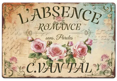 Productafbeelding van Metalen bord met rozenmotief - Vintage metalen wanddecoratie - Bloemenontwerp - 20x30 cm