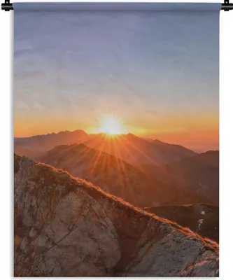 Produktbild von MuchoWow® Wandteppich Wandbehang Berg - Landschaft - Sonne 60x80 cm Tapisserie Dekoration Wandtuch - Decke - Wandtücher - Wohne
