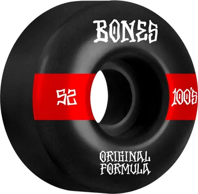 Produktbild von Bones 100's OG V4 Wide Skaeboard Rollen 52mm 100a (4erSet)Pu schwarz / rot
