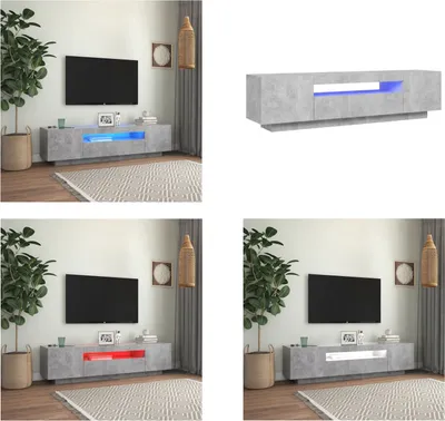 Zdjęcie produktu dla vidaXL Szafka pod TV z oświetleniem LED betonowa szara 160x35x40 cm - Szafka pod TV - Szafki pod TV - Szafka pod TV z oświetleniem LED - Meble pod TV