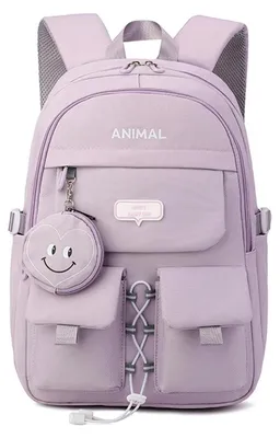 Produktbild von Schulrucksack Rucksack Teenager Schule College Tagesrucksack mit Geldbörse Damen Laptop Ausflüge Uni Lila