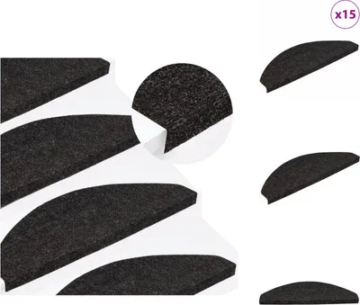 Image de vidaXL Tapis d'escalier Autoadhésif 15 pcs. 65x22,5x3,5 cm Anthracite - Tapis d'escalier