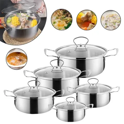 Produktbild von 5-teilig Topf-Set,Topfset Induktion,Kochtopf Set,Induktions Töpfe Set,Glasdeckel