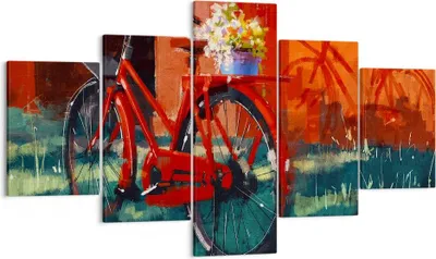 Produktbild von Bild auf Leinwand - Leinwandbild - Fahrrad Blumen - 125x70cm - Wand Bild - Wanddeko - Wandbilder - Leinwanddruck - Bilder - Kunstdruck - Wanddekoration - Leinwand bilder - Wandkunst - EA125x70-3712