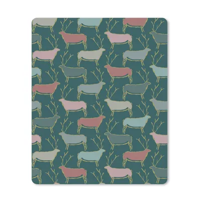Produktbild von MuchoWow® Mauspad Mousepad Muster - Hirsche - Grün 30x40 cm - Mousepads - Maus Mat - Pad - Mausunterlage - Mausmatten