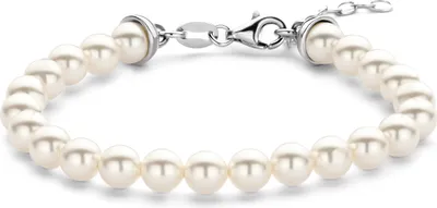 Produktbild von Neu Bling 9NB-0837 Perlenarmband mit Silberschließe - Damen - Perle - 6 mm Durchmesser - 16,5 + 3 cm - Rhodium - Silber
