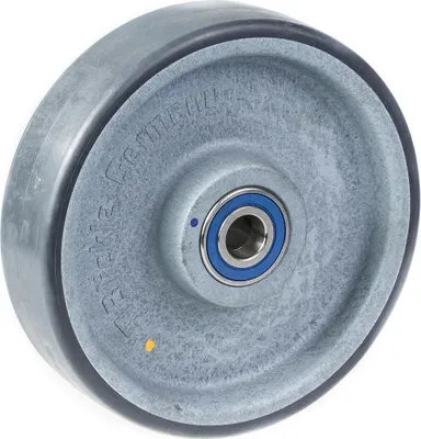 Produktbild von 160mm Rad mit grauem, elektrisch leitfähigem, thermoplastischem Polyurethan auf Nylo
