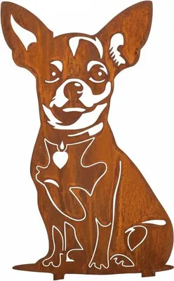 Produktbild von Edelrost Chihuahua (Kurzhaar) - Rost Deko Hund Rostfigur Gartendeko für Draußen - stabile Metall Gartenfigur aus Stahl - Wetterfest für Beet Terrasse - 40x43cm