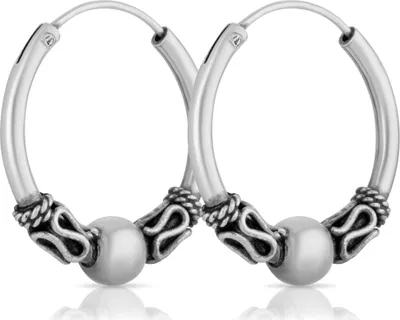 Produktbild von Paar Bali Creole Verziert Ø 20 mm 925er Sterling Silber Mittelalter Gothic 2314