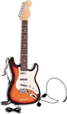 Obrázek produktu pro Bontempi Electronic Rock Guitar with connection to music devices, Hudební nástroj - hračka, Kytara, 5 rok/roky, AA, 656 g, Hnědá