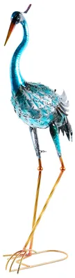 Zdjęcie produktu dla BELIANI Rzeźba ogrodowa niebieski metal figurka ogrodowa ptak stojąca ozdoba do ogrodu