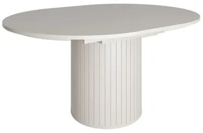 Produktbild von Ausziehbarer Esstisch ZAVEN, Runder Esstisch Ø 120 cm auf 160 cm verlängerbar, Esszimmertisch für 4 bis 8 Personen für Esszimmer, Wohnzimmer Kaschmir