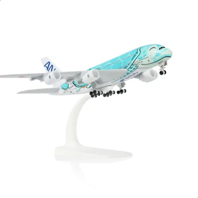 Image de Elzusha - Modèle réduit d'avion A380 - Échelle 1:300, en métal, avec socle