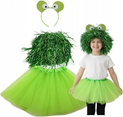 Produktbild von Frosch Kostüm Mädchen Tutu Rock & Haarreif - Süßes Karnevalskostüm 110-135cm - Grün