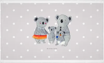 Produktbild von Mr. & Mrs. Panda Handtuch Koala Familie - Grau Pastell - Geschenk, kleines, Muttertag, frottee, Flauschtuch, Papa, Kinder, Händehandtuch, 50x100