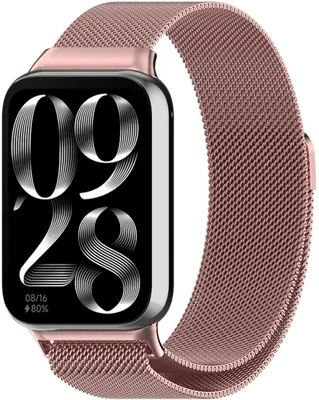 Produktbild von FFO2World Milanaise-Armband aus Edelstahl mit Magnetverschluss, kompatibel mit Xiaomi Smart Band 8 Pro/9 Pro & Redmi Watch 4/5, Rosa