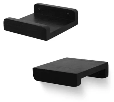 Immagine prodotto di Mensole a parete in legno massello, set da 2, stile rustico, colore nero, dimensioni 13 x 13 x 4 cm