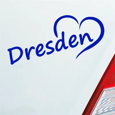 Produktbild von Auto Aufkleber Dresden Herz Stadt City Liebe Love Heimat 18x8 cm Dunkelblau Sticker Heckscheibenaufkleber