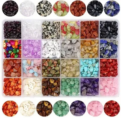 Produktbild von Natursteinperlen – 24 Farben – 720 Stück – Edelsteinperlen-Set – Armband- und Ohrringherstellung für Mädchen – Schmuckherstellung für Mädchen