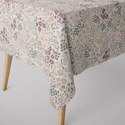 Produktbild von SCHÖNER LEBEN. Tischdecke Digitaldruck  Blumenwiese cremeweiß lila Größe 110x110cm