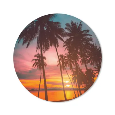 Produktbild von MuchoWow® Mauspad Mousepad Meer - Palme - Sonnenuntergang - Strand - Silhouette 50x50 cm - Mousepads - Maus Mat - Pad - Mausunterlage - Vinyl