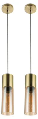 Produktbild von 2x Hängelampen, Messing, Glas Amber, H 152,5 cm ANNIKA