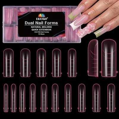 Zdjęcie produktu dla Formy do paznokci polygel 150 sztuk 15 rozmiarów kwadrat DIY