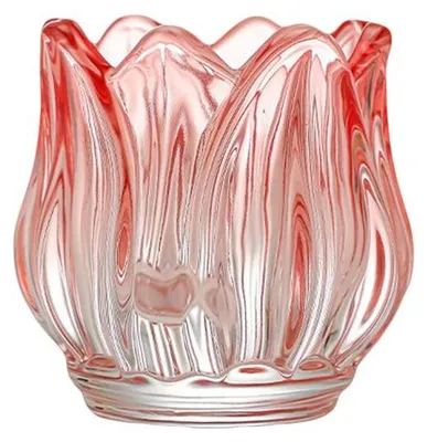 Gläserner Tulpen-Teelichthalter, rosa, 7,5 x 7,5 x 6,8 cm