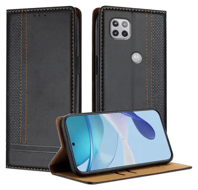 Obrázek produktu pro Pouzdro na mobilní telefon pro Motorola Moto G 5G (2020) Kožené flipové ochranné pouzdro s funkcí stojánku Black