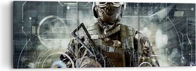Produktbild von Bild auf Leinwand - Leinwandbild - Soldat Gewehr - 90x30cm - Wand Bild - Wanddeko - Wandbilder - Leinwanddruck - Bilder - Kunstdruck - Wanddekoration - Leinwand bilder - Wandkunst - CA90x30-4071