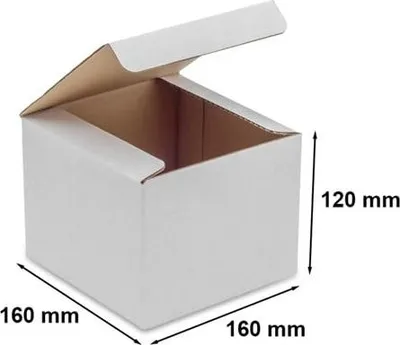 Produktbild von Karton, Formkarton, 160 x 160 x 120 mm, weiß, gestanzt, 3-lagig, Größe B