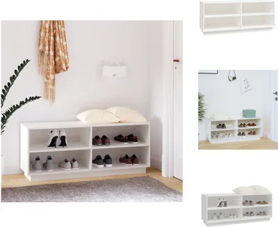 Obrázok produktu pre vidaXL Botník biely 110x34x45 cm z masívneho borovicového dreva - Regály a skrinky na topánky