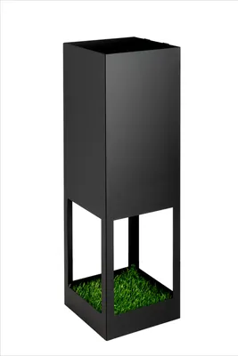 Produktbild von NEUSTEIN Schirmständer mit modernem Design aus Metall für Heim und Büro, Rasen Design, 2 Haken, Kunstrasen-Abtropfmatte, 15,5x15,5x49cm, schwarz
