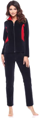 Image de Ensemble de détente en velours pour femme Merry Style, tenue d'intérieur MSMG001 (bleu marine/rouge (1726), XL)