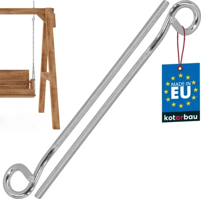 Obrázek produktu pro KOTARBAU® Sada 2 houpacích háků Šroubovací hák M10 300 mm Stropní hák z pozinkované oceli Hák pro šroubování Houpací háky pro vysoké zatížení