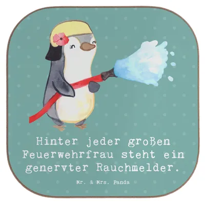 Produktbild von Mr. & Mrs. Panda Tischuntersetzer Feuerwehrfrau Humor - Meeresbrise - Geschenk, Feier der Berufe, gläseruntersetzer, humorvoller Slogan, Holzuntersetzer, Berufsgestaltung