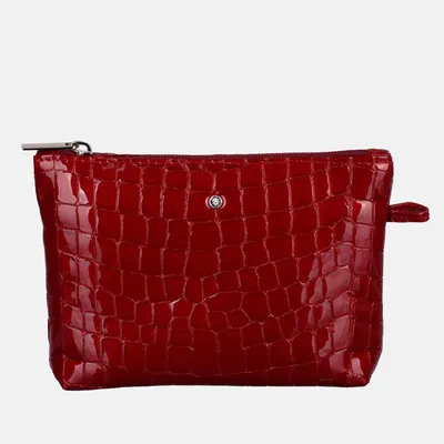 Produktbild von Rote Damen-Kosmetiktasche aus  mit Krokoprägung