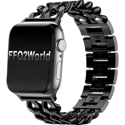 Produktbild von FFO2World Luxus-Edelstahlarmband für Apple Watch 38–42 mm & SE (Serie 1–11) – Elegantes, robustes Gliederarmband mit hohem Tragekomfort – Schwarz