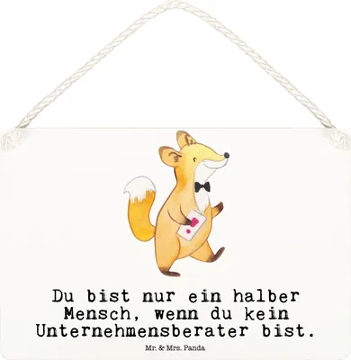 Produktbild von Mr. & Mrs. Panda Schild Unternehmensberater Herz DIN A6 - Weiß - Geschenk, Holzschild, Deko Wandbild, holzbild, kleine aufmerksamkeit, Türschild