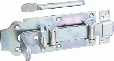 Immagine prodotto di Alberts 118815 Catenaccio per porta stabile, diritto, con maniglia piatta e anello fisso, zincato, passivato a film spesso, piastra 200 x 80 mm